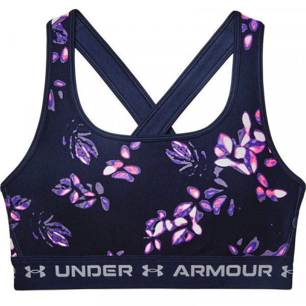 Women's bra Under Armour Women's Armour Mid Crossback Printed Sports Bra -  midnight navy/purple tint, Tennis Zone