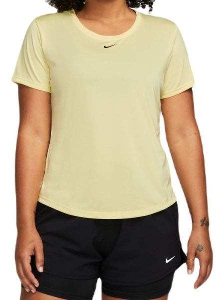 Women's T-shirt Nike Dri-FIT One Short Sleeve Standard Fit Top - lemon chiffon/black