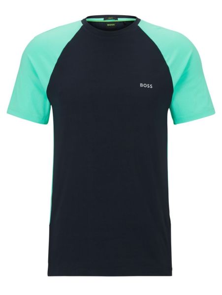 T-krekls vīriešiem BOSS x Matteo Berrettini Colour-Blocked Slim-Fit T-Shirt With Decorative Reflectiv - dark blue
