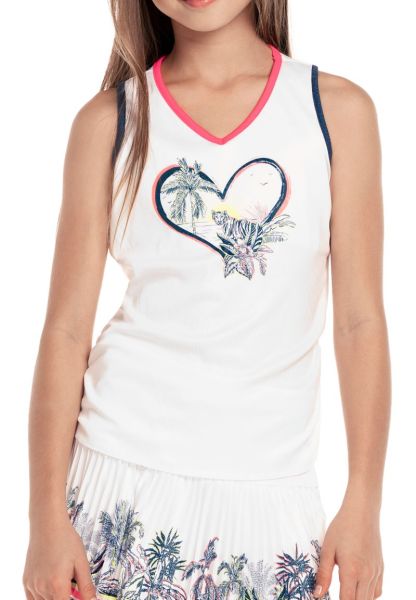 Girls' T-shirt Lucky in Love Palms D'Amour Tank - white