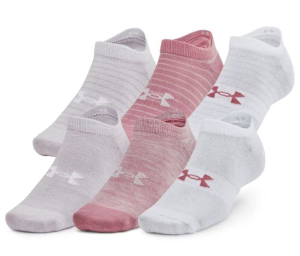 Tennisesokid  Under Armour Unisex Essential No Show Socks 6P - pink elixir/halo gray