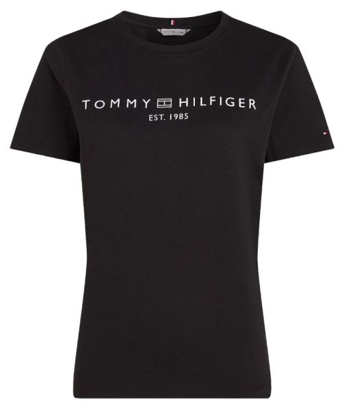 Dámske tričká Tommy Hilfiger Regular Corp Logo C-NK SS - Čierny