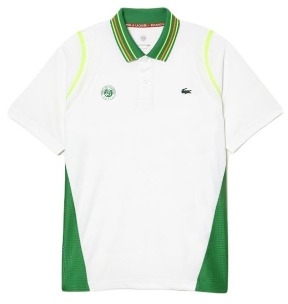 Herren Tennispoloshirt Lacoste Sport Roland Garros Edition Ultra-Dry Two Tone Polo Shirt - Grün, Weiß