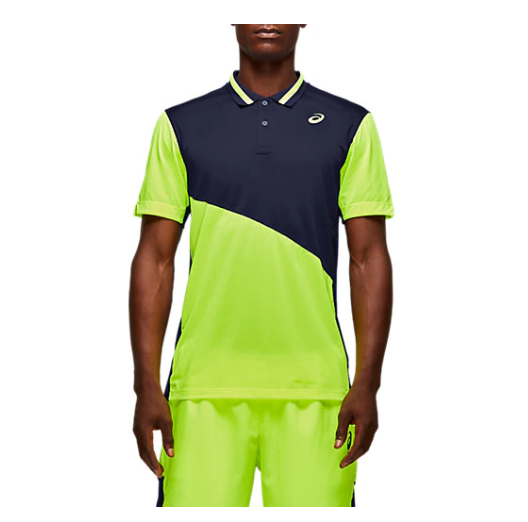  Asics Club M Polo Shirt New - safety yellow/peacoat