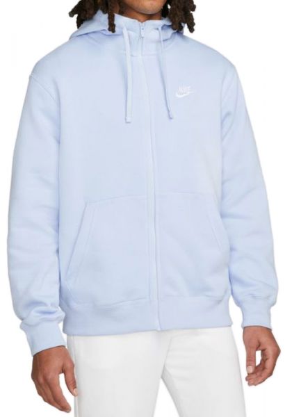 Herren Tennissweatshirt Nike Swoosh M Club Hoodie FZ BB - light marine/light marine/white