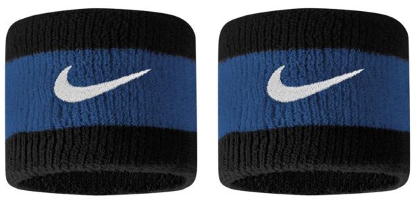 Muñequera de tenis Nike Swoosh Wristbands - black/star blue/white