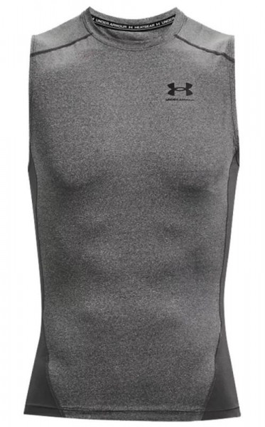 Teniso marškinėliai vyrams Under Armour HeatGear Armour Comp Sleeveles M - carbon heather/black