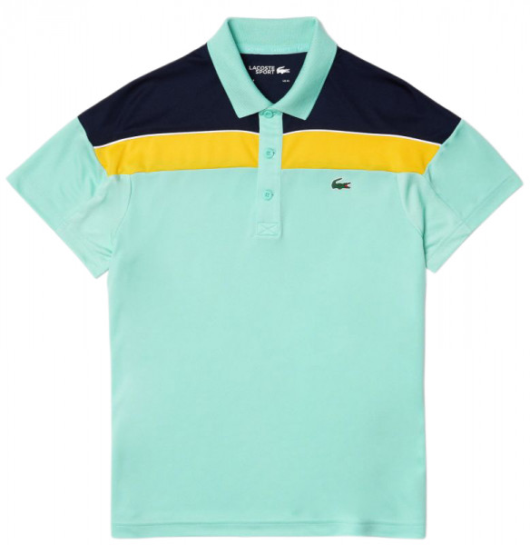  Lacoste Men’s Thermo-Regulating Piqué Regular Fit Polo Shirt - green/yellow/white
