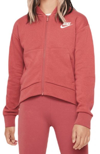 Dievčenské mikiny Nike Sportswear Club Fleece Full Zip Hoodie - canyon rust/white