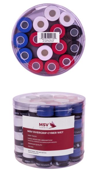 Viršutinės koto apvijos MSV Cyber Wet Overgrip (60 vnt.) - blue/white/black/red
