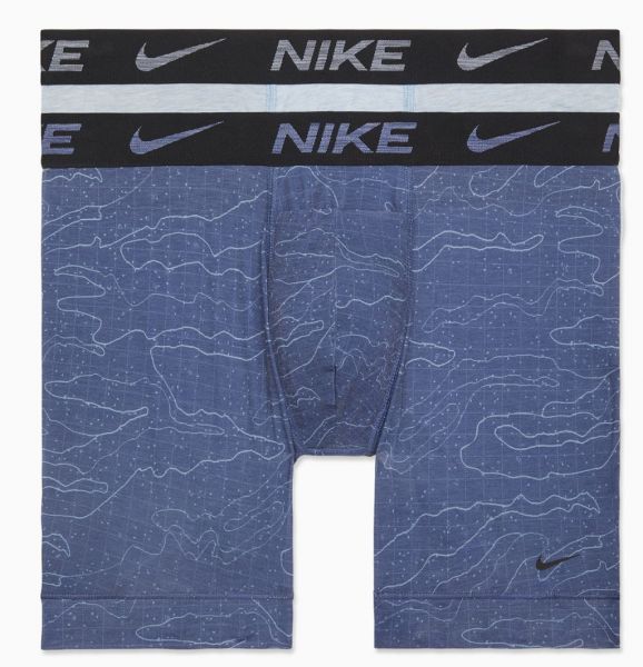 Herren Boxershorts Nike Dri-Fit ReLuxe Boxer Brief 2P - navy coded print/worn blue heather