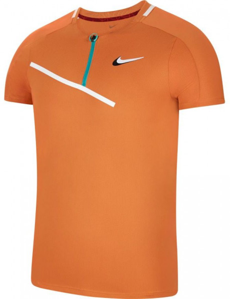 Herren Tennispoloshirt Nike Spring Slam Ultimate Zip Polo M - hot curry/white