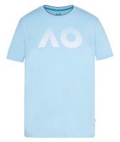 Herren Tennis-T-Shirt Australian Open T-Shirt AO Textured Logo - light blue