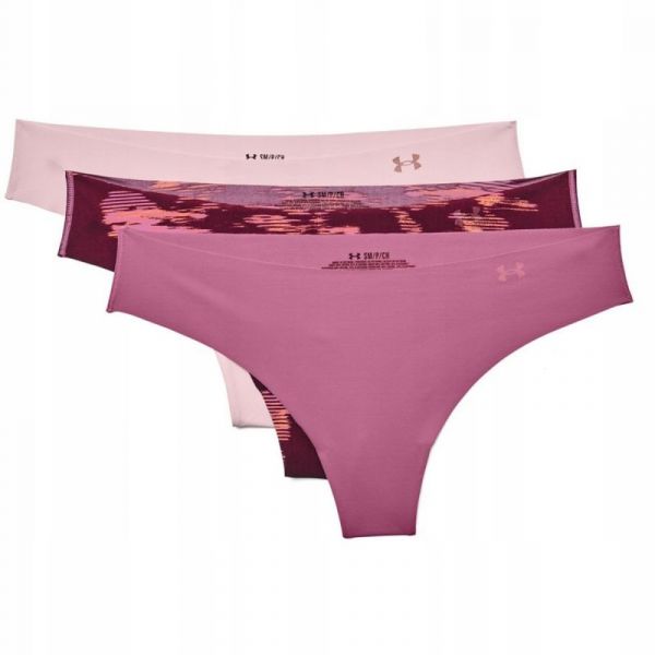 Damen Unterhosen Under Armour PS Thong 3Pack Print - pace pink/dark cherry