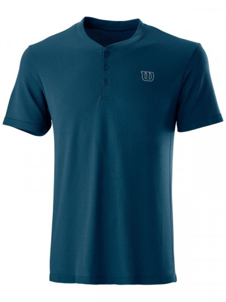 Мъжка тениска с якичка Wilson Power Seamless Henley II M - majolica blue