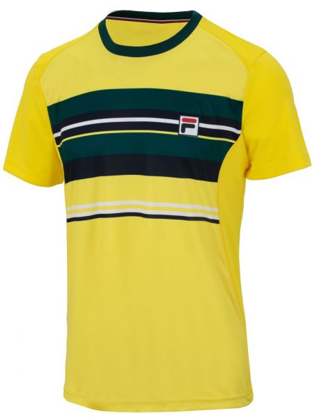 Herren Tennis-T-Shirt Fila T-Shirt Sean - buttercup/deep teal/teal stripe