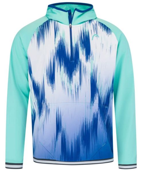 Sweat de tennis pour hommes Head Topspin Hoodie - turquoise/print vision