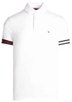 Мъжка тениска с якичка Tommy Hilfiger Flag Cuff Slim Fit - Бял