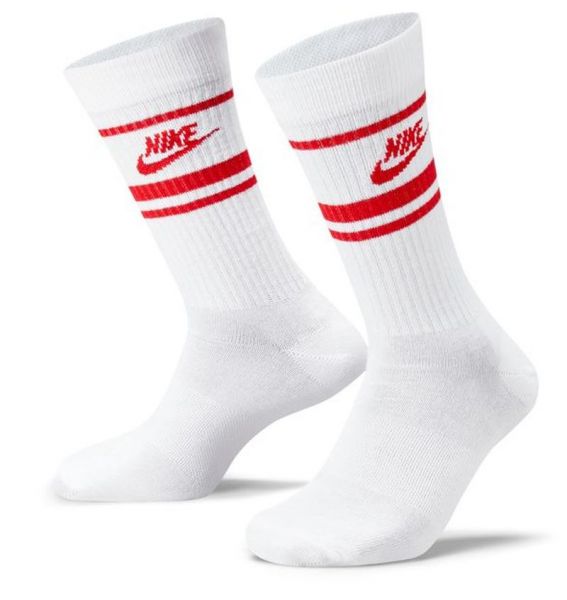 Chaussettes de tennis Nike Sportswear Everyday Essential Crew 3P - white/unioversity red/university red