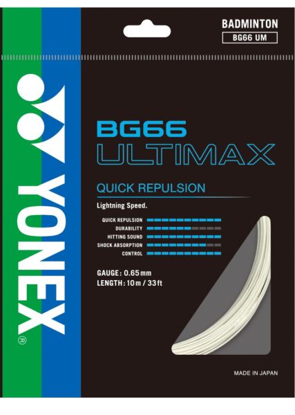 Naciąg do badmintona Yonex BG 66 Ultimax (10 m) - Biały