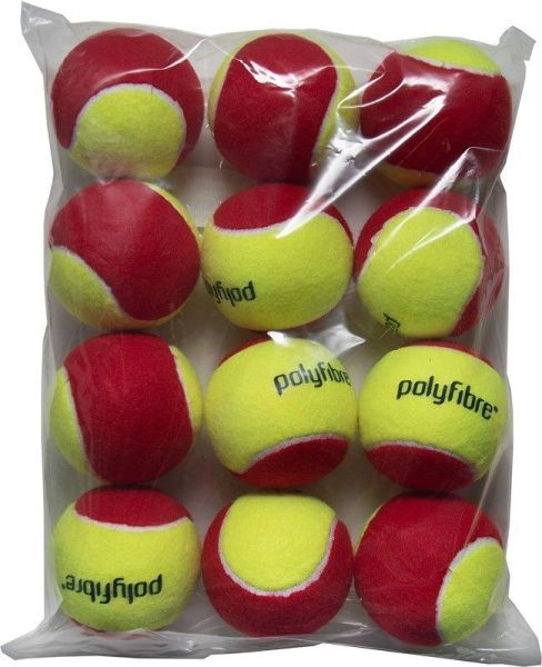 Balles de tennis pour juniors Polyfibre Stage 3 Red Presureless Tennisballs 12B
