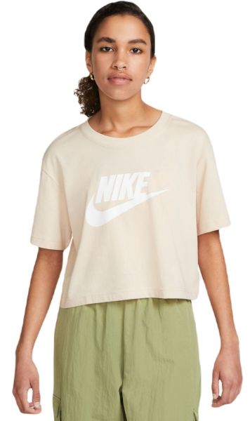 Damen T-Shirt Nike Sportswear Essential Crop Icon - Beige, Weiß