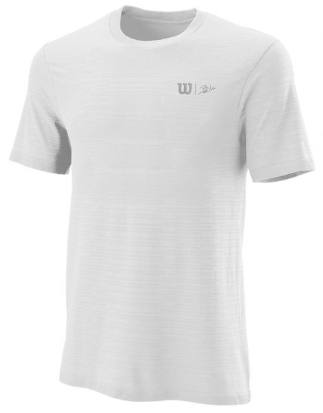 Herren Tennis-T-Shirt Wilson Bela Seamless Crew III M - white