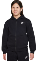Dievčenské mikiny Nike Club Fleece Full-Zip Hoodie - black/white