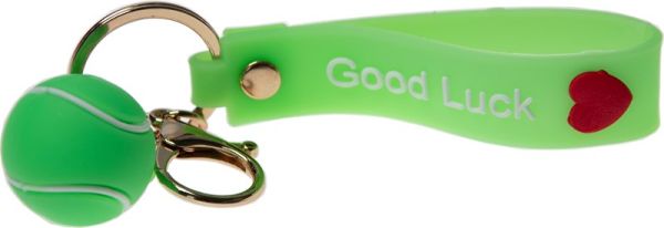 Brelocuri Keychain Ring 'Good Luck' Tennis Ball - green