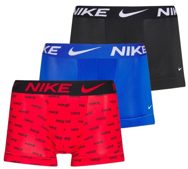 Pánské boxerky Nike Trunk 3P - uni red logo print/game royal/black