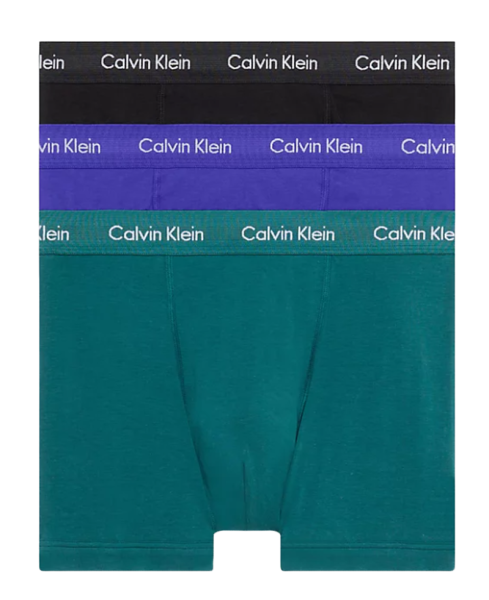 Pánské boxerky Calvin Klein Cotton Stretch Trunk 3P - spectrum blue/black/atlantic deep