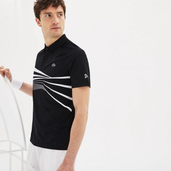 Lacoste Novak Djokovic Collection Tech Jersey Polo - black/white | Tennis Zone | Tennis