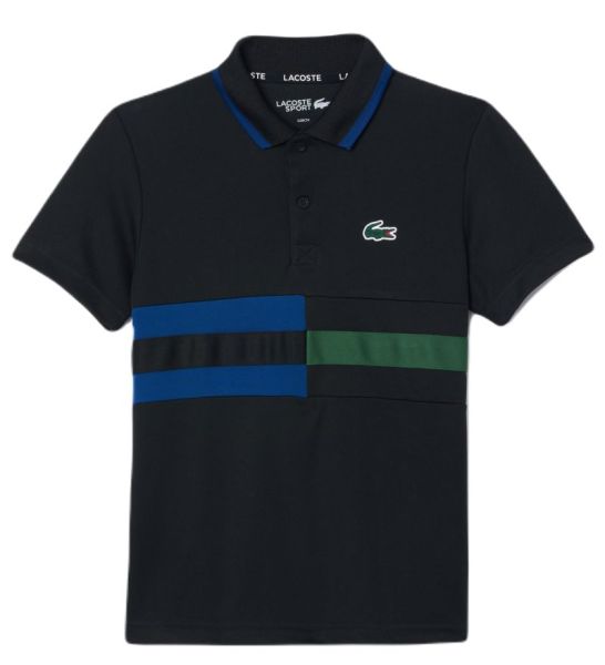 Majica za dječake Lacoste Striped Ultra-Dry Pique Tennis Polo Shirt - black/blue/green