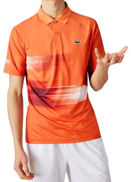  Lacoste Men's SPORT Novak Djokovic Print Stretch Polo - orange/white