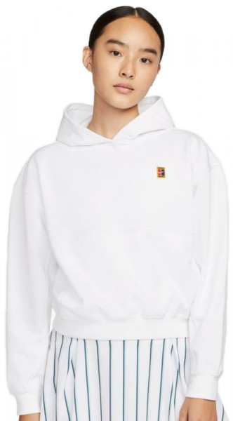 Ženski sportski pulover Nike Court Fleece Tennis Hoodie W - white