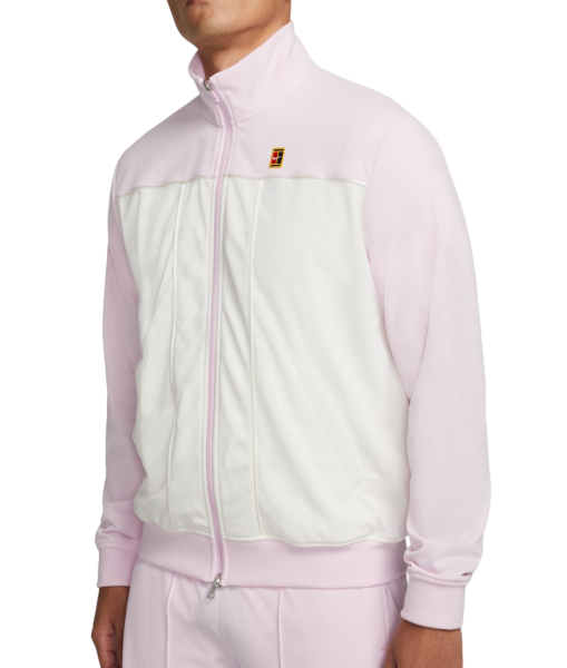 Herren Tennissweatshirt Nike Court Heritage Suit Jacket - pink foam/sail