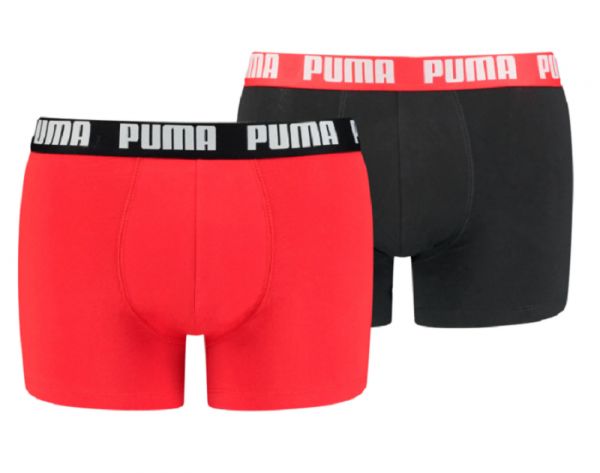 Męskie bokserki sportowe Puma Basic Boxer 2P - red/black