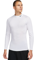 Pánske kompresné oblečenie Nike Pro Dri-FIT Fitness Mock-Neck Long-Sleeve - white/black