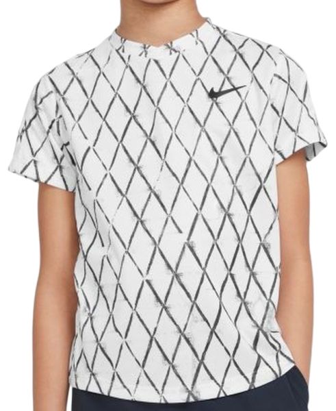 Koszulka chłopięca Nike Court Dri-Fit Victory SS Top Printed - white/black
