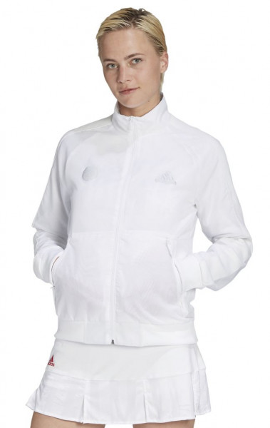 Damen Tennissweatshirt Adidas Tennis Uniforia Jacket W - white/reflective silver/dash grey