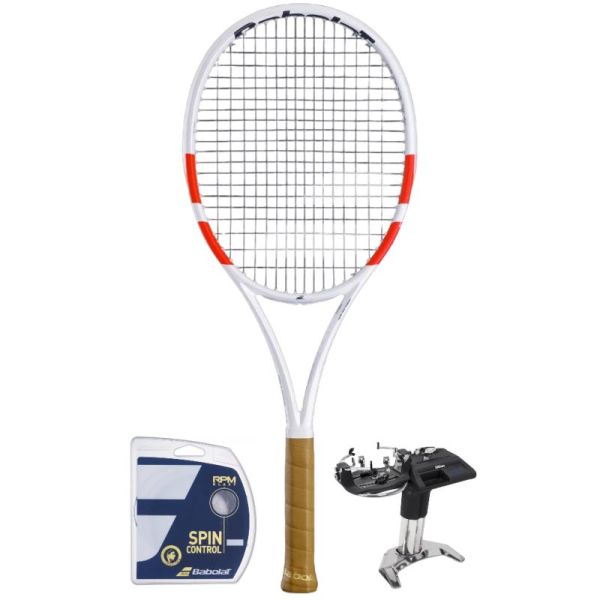 Tennis racket Babolat Pure Strike 97 - white/red/black + string + stringing
