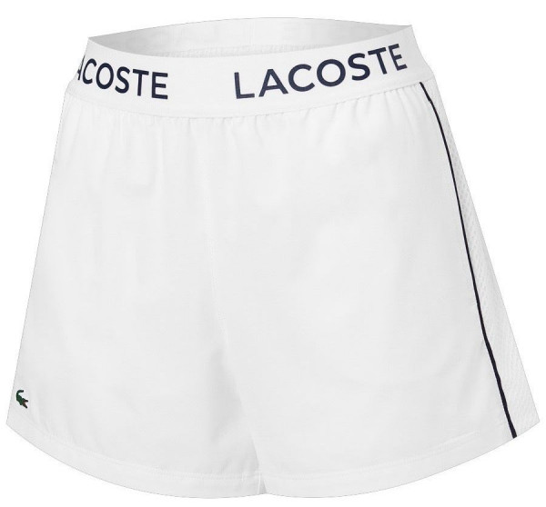  Lacoste Women’s SPORT Lettered Waistband Tennis Shorts - white/white/blue