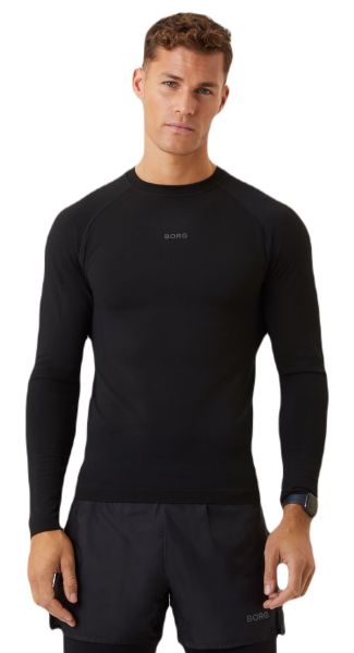 Teniso marškinėliai vyrams Björn Borg Running Seamless LS T-Shirt - black beauty