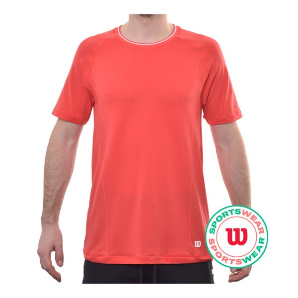 Herren Tennis-T-Shirt Wilson Players Seamless Crew 2.0 - Rot