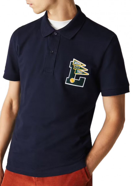 Polo da tennis da uomo Lacoste Men’s Regular Fit L Badge Cotton Piqué Polo Shirt - navy blue