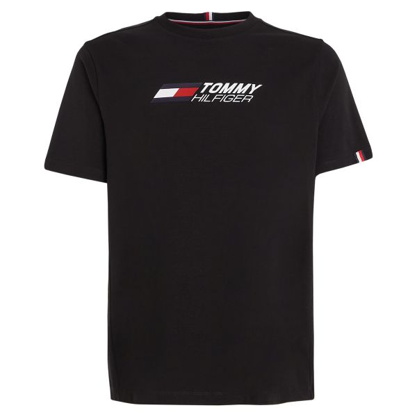 Herren Tennis-T-Shirt Tommy Hilfiger Essentials Big Logo Short Sleeve Tee - black