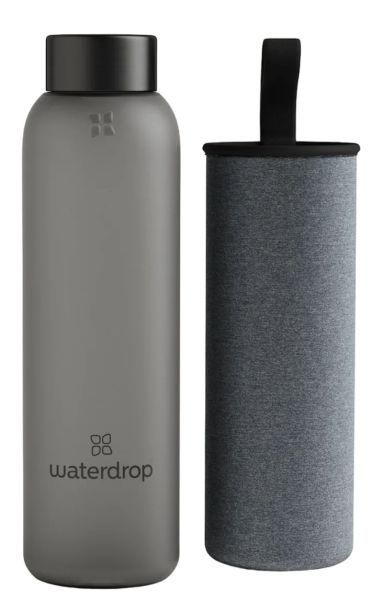 Bočica za vodu Waterdrop Glass 600ml - Crni