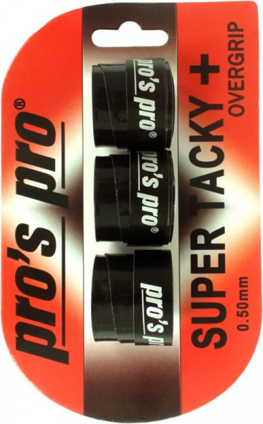 Tenisa overgripu Pro's Pro Super Tacky Plus 3P - black