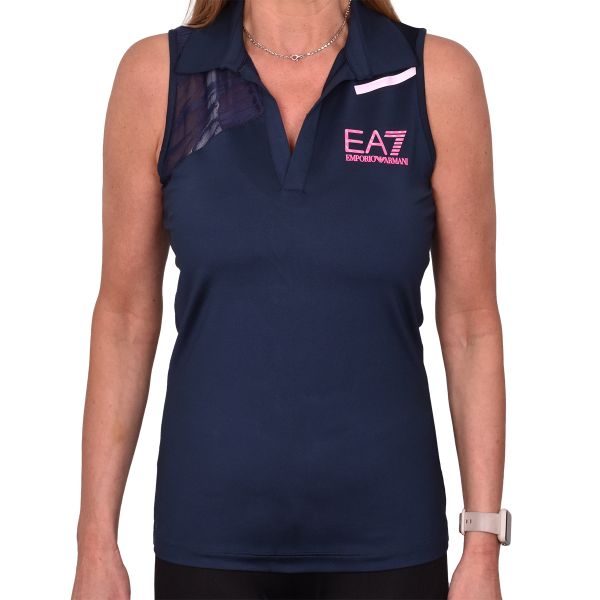 Tricouri polo dame EA7 Women Jersey Polo Shirt - navy blue