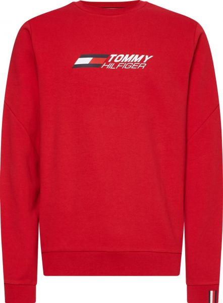 Pánská tenisová mikina Tommy Hilfiger Essential Crew - primary red